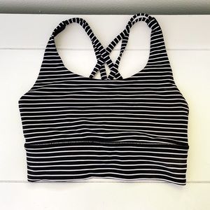 Lululemon size 2 black & white striped energy bra